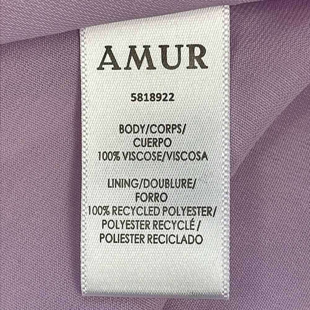 NWT AMUR Acacida Tie Shoulder Ruffle Midi Dress in Lilac Lily Dreamy Wildflower - Picture 14 of 16